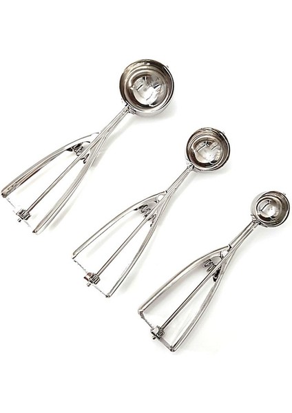 L Dondurma Kepçe Mutfak Gereçleri 3 Boyutu Paslanmaz Çelik Yaylı Kol Püre Patates Karpuz Topu Kepçe Ev Mutfak Aksesuarları (Yurt Dışından) indirimleri