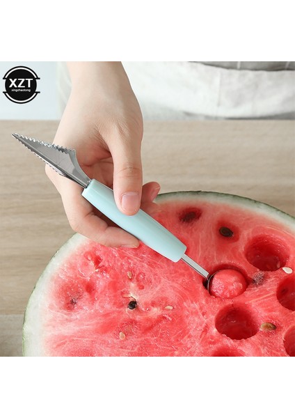 Yeşil Yeni Mutfak Aksesuarları Çift Kafalı Paslanmaz Çelik Oyma Bıçağı Meyve Karpuz Dondurma Balye Kepçe Yığınları Kaşık Ev Gadget (Yurt Dışından)