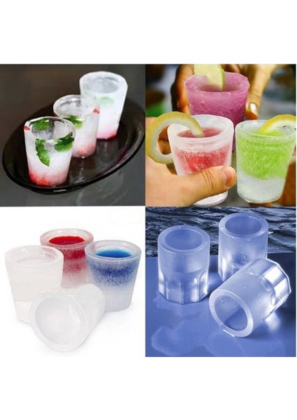 Red-3pcs Buz Bardağı Küp Tepsi Kalıp Shot Bardak Yapar Buz Kalıp Yenilik Hediyeler Buz Küpü Tepsi Yaz Içme Aracı Buz Shot Cam Kalıp (Yurt Dışından)