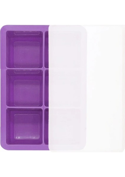 Mor Kapaklı 6 Izgaralar Kapaklı Silikon Buz Küpü Kalıp Buz Yapıcı Büyük Kare Viski Buz Tepsisi Kalıp Dondurma Kalıp Yaz Dondurma Yapımcısı Araçları (Yurt Dışından)