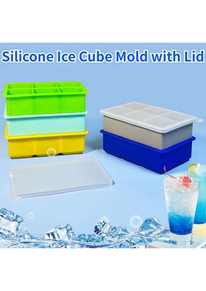 Mor Kapaklı 6 Izgaralar Kapaklı Silikon Buz Küpü Kalıp Buz Yapıcı Büyük Kare Viski Buz Tepsisi Kalıp Dondurma Kalıp Yaz Dondurma Yapımcısı Araçları (Yurt Dışından) modelleri