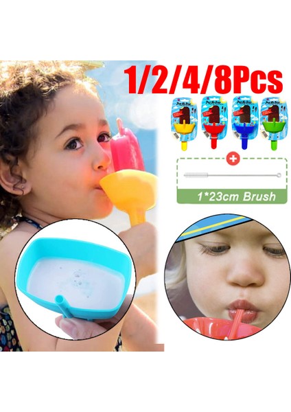 4 Adet Karışık Damlama Ücretsiz Popsicle Tutucu Saman ile Damlama Geçirmez Popsicle Rafı Hiçbir Karışıklık Ücretsiz Dondurulmuş Davranır Raf Popsicle Tutucu Çocuklar Için Dondurma (Yurt Dışından)