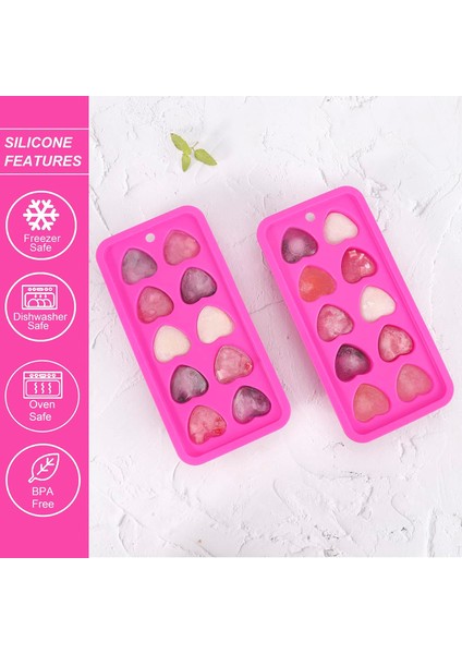 Gül Kırmızı 22.8X11X3.7 cm Kalp Şekilli Silikon Buz Küpü Tepsileri, Dıy Sevgi Dolu Kalıp Için, Çikolata Şeker Içecekler Için Kolay Çıkarılan Buz Küpü Kalıbı, Bpa Içermez (Yurt Dışından)