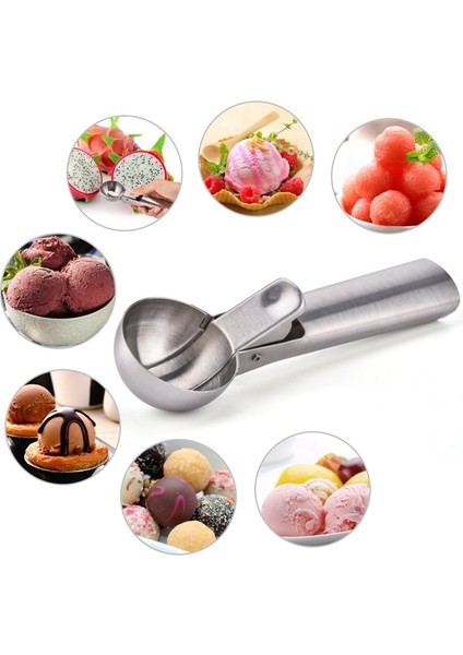 Büyük Dia 5.8 cm Dondurma Kaşığı Paslanmaz Çelik Dondurma Kaşığı Karpuz Balya Kaşığı Meyve Tatlı Kaşığı Dondurma Topu Makinesi Mutfak Aletleri (Yurt Dışından)