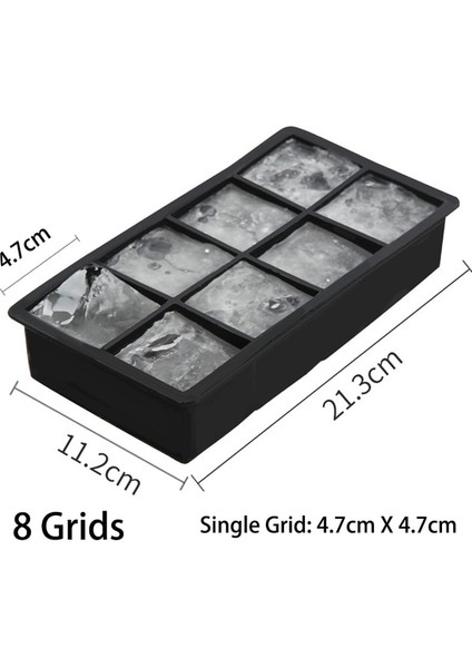 8 Izgara Kapaksız 4/6/8/15 Izgara Büyük Buz Tepsisi Kalıp Kutusu Büyük Gıda Sınıfı Silikon Buz Küpü Kare Tepsi Kalıp Diy Bar Pub Şarap Buz Blokları Makinesi Modeli (Yurt Dışından)