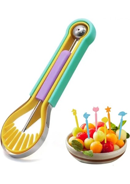 Çok Renkli Kavun Balye Kepçe Seti Profesyonel 4 In 1 Paslanmaz Çelik Karpuz Kesici Meyve Oyma Alet Takımı Meyve Çekirdeği Sökücü (Yurt Dışından) fiyatları