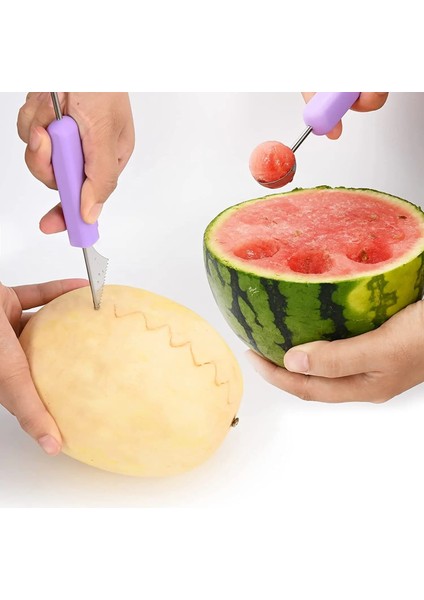 Çok Renkli Kavun Balye Kepçe Seti Profesyonel 4 In 1 Paslanmaz Çelik Karpuz Kesici Meyve Oyma Alet Takımı Meyve Çekirdeği Sökücü (Yurt Dışından) indirimleri