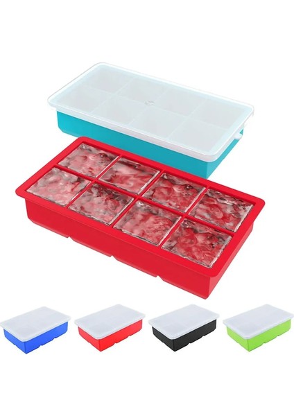 Gökyüzü Mavi 6 Izgaralar Kapaksız 4/6/8 Hücreli Büyük Buz Küpü Kalıp Çok Renkli Kare Buz Tepsisi Kalıp Büyük Cubitera Gıda Sınıfı Silikon Tepsi Kalıp Buz Yapıcı Buz Küpü Tepsisi (Yurt Dışından)