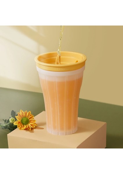 Sarı Hızlı Dondurulmuş Smoothie Bardağı Yaz Sıkma Ev Yapımı Milkshake Şişesi Tutam Hızlı Soğutma Sihirli Fincan Dondurma Slushy Maker (Yurt Dışından)