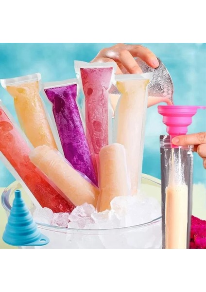 1 Adet Şeffaf Huni 20/60X Tek Kullanımlık Buz Popsicle Kalıp Çanta Bpa Ücretsiz Dondurucu Tüp Zip Seals ile Yoğurt Dondurma Çubukları Suyu Meyve Smoothies Çanta (Yurt Dışından) fiyatları