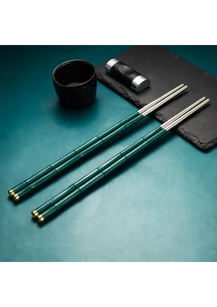 Yemek Çubukları 1 High-End Japon Paslanmaz Çelik Yemek Çubukları Seti Metal Kaymaz Çelik Çubuk Yeniden Kullanılabilir Gıda Suşi Çubukları Mutfak Aletleri (Yurt Dışından)