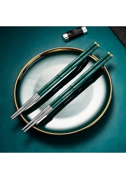 Yemek Çubukları 1 High-End Japon Paslanmaz Çelik Yemek Çubukları Seti Metal Kaymaz Çelik Çubuk Yeniden Kullanılabilir Gıda Suşi Çubukları Mutfak Aletleri (Yurt Dışından)