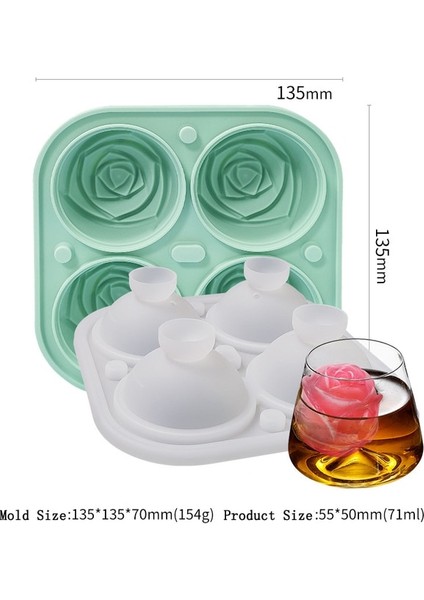 Yeşil Silikon 4 Delik Gül Kek Dondurma Çikolata Kalıp Sabun 3D Cupcake Bakeware Fırın Tepsisi Kek Tava Muffin Kalıp (Yurt Dışından)