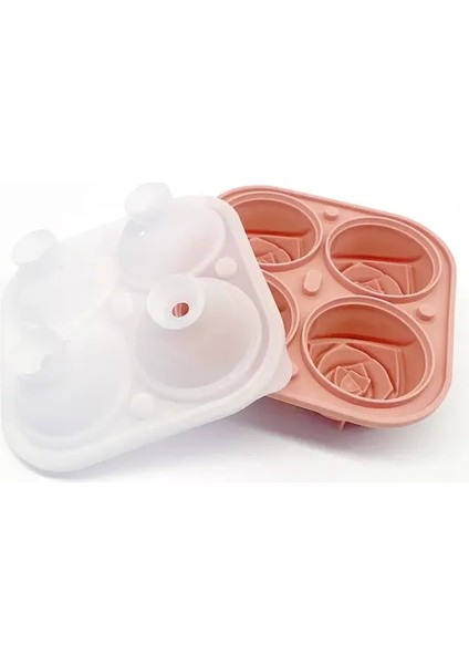 Açık Pembe Silikon Dünya 3D Gül Buz Küpü Silikon Kalıplar Gıda Sınıfı Buz Hokeyi Tepsileri Yapmak 4 Gül Çiçek Şekli Buz Topu Makinesi (Yurt Dışından)