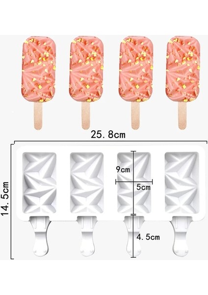 Elmas-Büyük Silikon Dondurma Kalıp Dıy Çikolata Tatlı Popsicle Kalıpları Tepsi Buz Küpü Makinesi Ev Yapımı Araçları Yaz Parti Malzemeleri (Yurt Dışından)