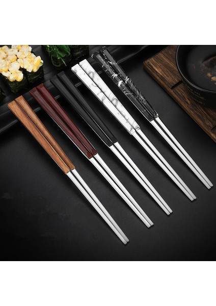 Altın Maun 22 cm Uzunluk Paslanmaz Çelik Çubuklarını Mermer Ahşap Saplı Japon Tarzı Sofra Suşi Çubuklarını Mutfak Eşyaları (Yurt Dışından) fiyatları