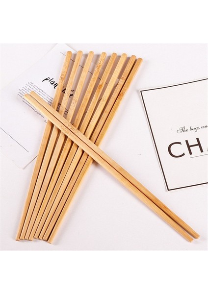 5 Çift 5 Çift Doğal Ahşap Bambu Çubuklarını Cilasız Sağlık Balmumu Sofra Yemek Takımı Uzunluğu: 24 cm (Yurt Dışından)