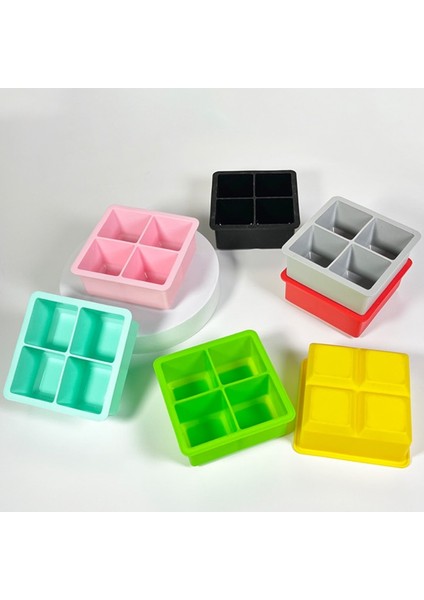 Green-4 Izgaralar 4 Izgaralar Kapaksız Buz Küpü Kalıp Silikon Buz Yapıcı Viski Kokteyl Brendi Için Buz Kalıbı Büyük Cubitera Buz Tepsisi Buz Küpü Kalıp (Yurt Dışından) indirimleri