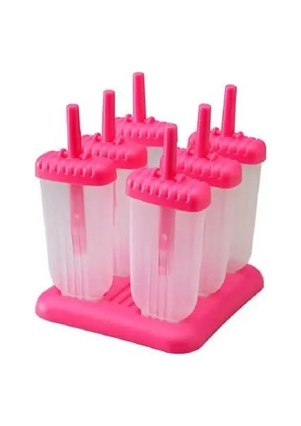 Pembe 6 Adet/takım Dıy Dondurma Lolly Krem Kalıpları Buz Tepsisi Dikdörtgen Şekilli Dondurma Pops Kalıpları Tepsi Sopa Dondurma Yapımcıları Sopalarla Kalıp (Yurt Dışından)