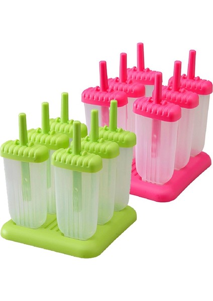 Pembe 6 Adet/takım Dıy Dondurma Lolly Krem Kalıpları Buz Tepsisi Dikdörtgen Şekilli Dondurma Pops Kalıpları Tepsi Sopa Dondurma Yapımcıları Sopalarla Kalıp (Yurt Dışından)
