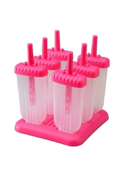 Pembe 6 Adet/takım Dıy Dondurma Lolly Krem Kalıpları Buz Tepsisi Dikdörtgen Şekilli Dondurma Pops Kalıpları Tepsi Sopa Dondurma Yapımcıları Sopalarla Kalıp (Yurt Dışından)