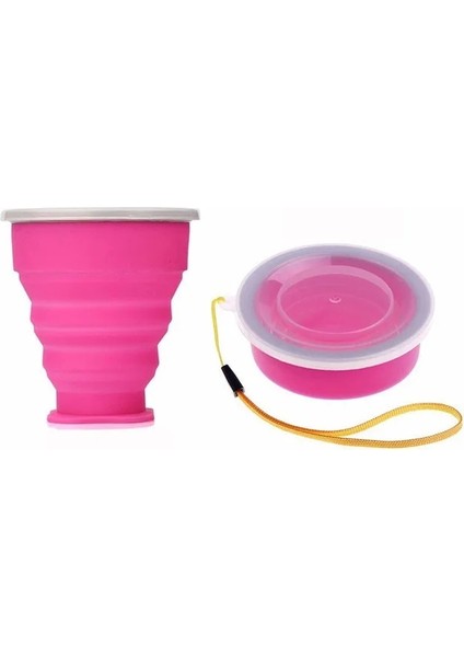 Pembe Kahve Fincanı Katlanır 200 ml Silikon Bardak Taşınabilir Teleskopik Içme Katlanabilir Kahve Fincanı Çok Fonksiyonlu Katlanabilir Silika Kupa (Yurt Dışından)