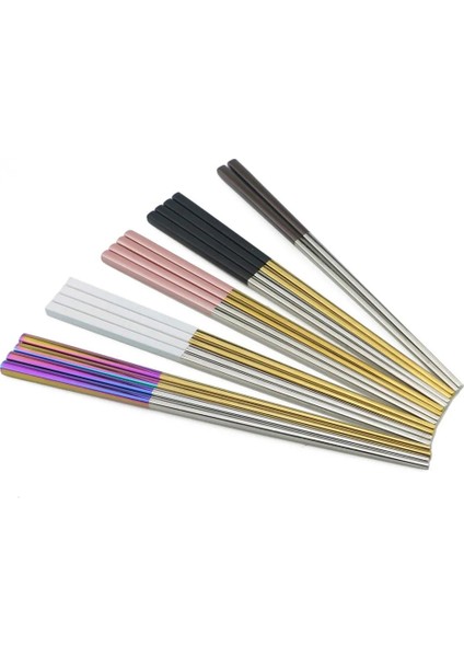 Gümüş Yeniden Kullanılabilir 23,5 cm Kare Çubuklar 304 Paslanmaz Çelik Japon Altın Gül Altın Suşi Hashi Yeniden Kullanılabilir Renkli Çubuklar 1 Çift (Yurt Dışından) fiyatları