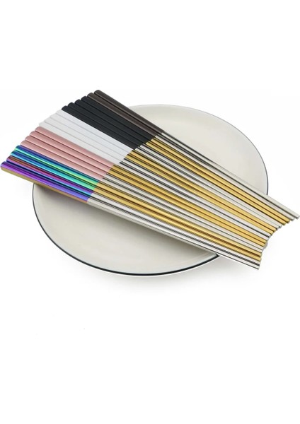 Gümüş Yeniden Kullanılabilir 23,5 cm Kare Çubuklar 304 Paslanmaz Çelik Japon Altın Gül Altın Suşi Hashi Yeniden Kullanılabilir Renkli Çubuklar 1 Çift (Yurt Dışından) modelleri