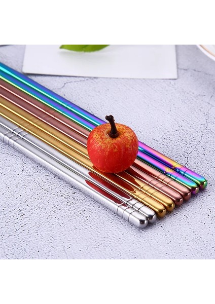 Yemek Çubuğu Rafı 01 1 Çift Paslanmaz Çelik Yemek Çubukları Taşınabilir Kaymaz Yemek Çubukları Sofra Takımı Yeniden Kullanılabilir 23CM Çin Yemek Çubukları Sofra Takımı Mutfak Çok (Yurt Dışından)