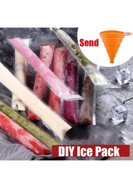 50 Adet 5.5X27 cm 50/100 Adet Tek Kullanımlık Buz Popsicle Kalıp Çanta Buz Tepsisi Kalıp Zip Mühürler Yoğurt Dondurma Çubukları Suyu Meyve Smoothies Ba (Yurt Dışından)