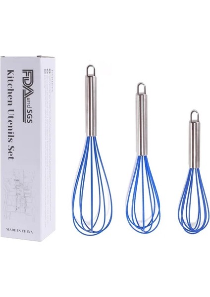 3 Adet Mavi Jankng 1 Adet Içecek Çırpma Mikser Yumurta Çırpıcı Silikon Yumurta Çırpıcılar Mutfak Aletleri El Yumurta Mikseri Pişirme Köpürtücü Wisk Pişirme Blender (Yurt Dışından)