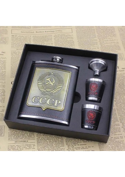 1 Oz Bardak Seti Paslanmaz Çelik Cep Şişesi Alkol Votka Viski Şarap Şişesi Bardak Şişeler Erkekler Için 8 Oz Hediye Seti Petaca Cccp Alkol Konteyner (Yurt Dışından)