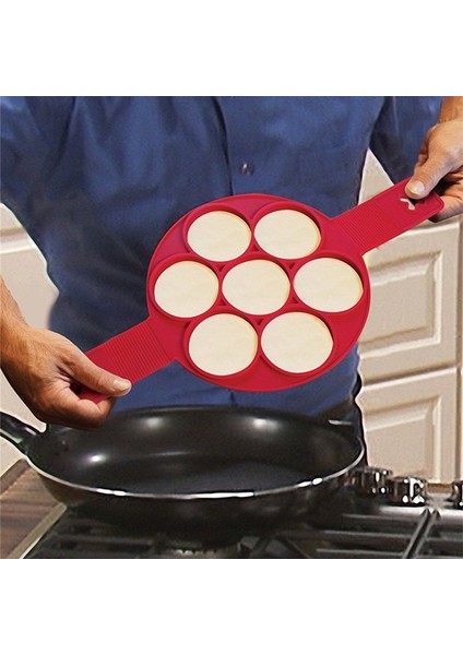 7-Yuvarlak Mutfak Gözleme Kalıp Kızarmış Yumurta Makinesi Kalıp Yapışmaz Gözleme Yapımcısı Silikon Pişirme Omlet Kalıp Mutfak Aracı (Yurt Dışından)