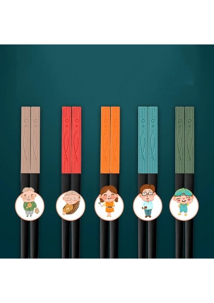 G 5 Çift Keyifli 5 Çift Çin Yemek Çubukları Kaymaz Yeniden Kullanılabilir Metal Kore Suşi Gıda Çubuklarını Alaşım Sağlıklı Sofra Seti (Yurt Dışından)