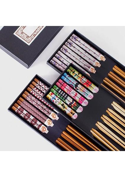 5 Paırs-S 5 Pairs El Yapımı Bambu Çubuklarını Japon Tarzı Doğal Ahşap Kedi Çiçek Baskı Çok Renkli Ahşap Çubuklarını Suşi Gıda Araçları (Yurt Dışından) indirimleri