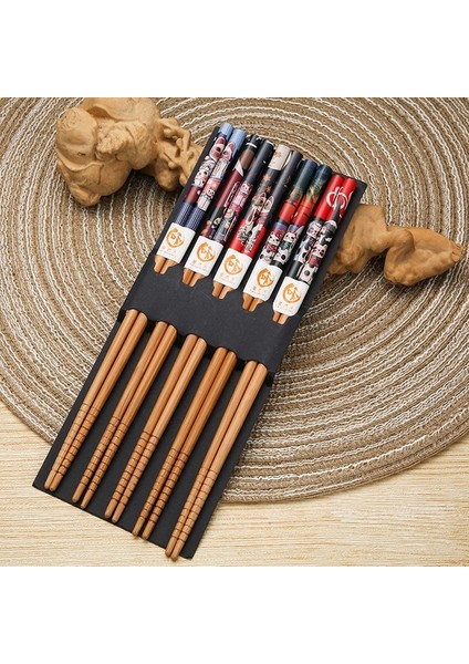 Kuaizi Bir Bambu Çubuklarını Sofra 5 Çift Çubuklarını Çubuklarını Set Kore Mutfak Malzemeleri Doğal Bambu Sofra Takımı Hed Seti (Yurt Dışından)