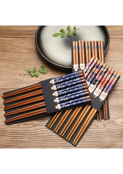 Kuaizi Bir Bambu Çubuklarını Sofra 5 Çift Çubuklarını Çubuklarını Set Kore Mutfak Malzemeleri Doğal Bambu Sofra Takımı Hed Seti (Yurt Dışından)