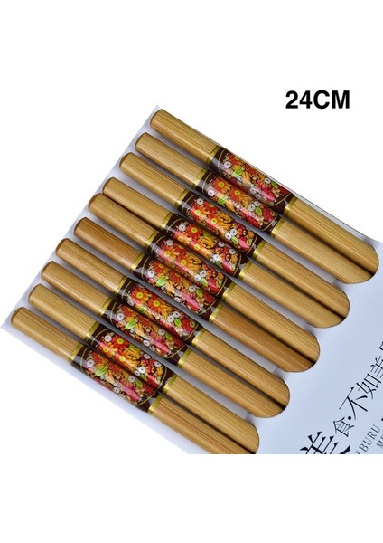 Koyu B 24 cm 5 Çift Bambu Çubuklar Ev Uzun Çubuklar Aile Sivri Sevimli Kişilik Bambu Kaymaz Set Sofra Çubukları (Yurt Dışından)
