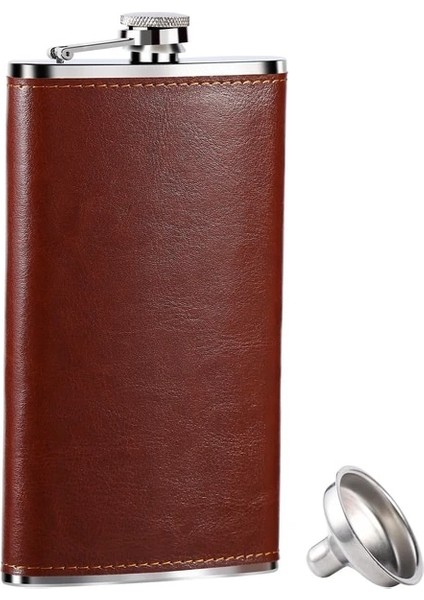 Auburn Gennıssy 12 Oz Cep Şişesi 18/8 Paslanmaz Çelik Taşınabilir Paslanmaz Çelik Şişeler Flagon Viski Karaf Deri Kapak Şişe Huni (Yurt Dışından)