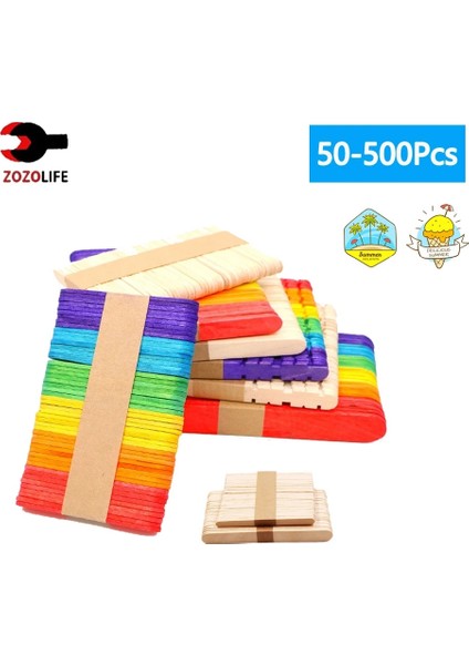 Renk 114MM (100 Adet) 30/100/500 Adet Dondurma Dondurma Çubuğu Doğal Tahta Çubuklar Dondurma Kaşığı El Sanatları Sanat Dondurma Lolly Mutfak Kek Araçları (Yurt Dışından) fırsatları