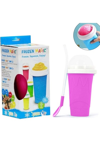 Gül Kırmızı Hızlı Dondurulmuş Smoothies Bardak Slushy Dondurma Makinesi Milkshake Soğutma Fincan Silikon Sıkmak Slushy Fincan Dıy Ev Yapımı Dondurulmuş Içecekler (Yurt Dışından)