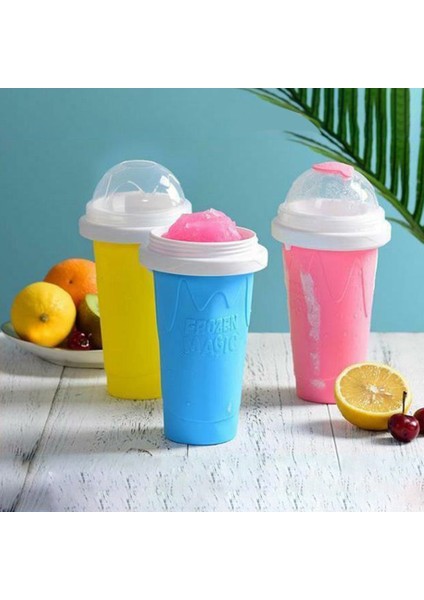 Gül Kırmızı Hızlı Dondurulmuş Smoothies Bardak Slushy Dondurma Makinesi Milkshake Soğutma Fincan Silikon Sıkmak Slushy Fincan Dıy Ev Yapımı Dondurulmuş Içecekler (Yurt Dışından)