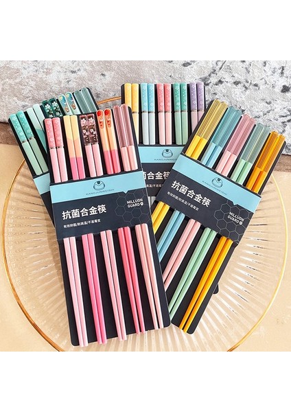 -P5 5pairs Yeniden Kullanılabilir Beş Renkli Yemek Çubukları Suşi Gıda Çok Renkli Çubuklar Ev Sofra (Yurt Dışından) fiyatları