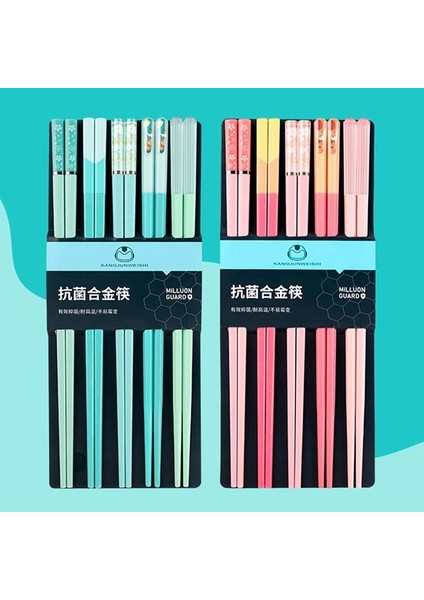 -P5 5pairs Yeniden Kullanılabilir Beş Renkli Yemek Çubukları Suşi Gıda Çok Renkli Çubuklar Ev Sofra (Yurt Dışından) indirimleri