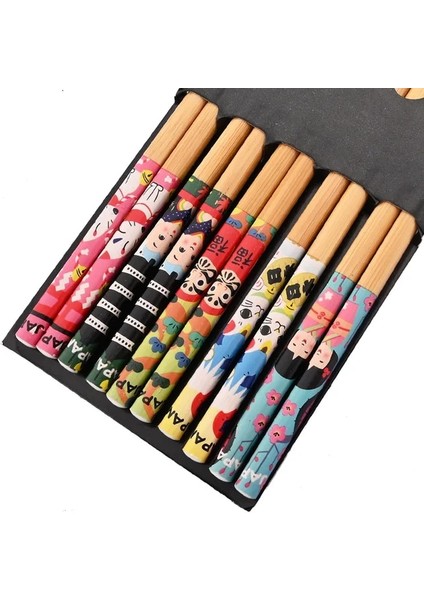 5 Pairs Çocuk 5 Pairs Sağlıklı Çubuk Seti Anti-Skid Çin Tarzı Suşi Pirinç Çubuklarını Bambu Ahşap Mutfak Sofra Yemek Takımı Seti Hediye (Yurt Dışından)