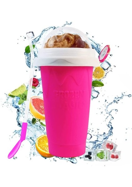 Gül Kırmızı Slushie Yapımcısı Fincan Hızlı Dondurulmuş Smoothies Fincan Soğutma Çift Katmanlı Sıkma Bardak Slushy Yapımcısı Milk Shake Ev Dıy Dondurma Yapımcısı (Yurt Dışından)