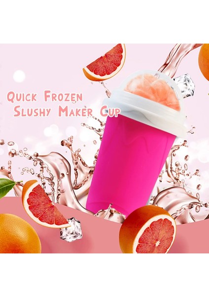 Gül Kırmızı Slushie Yapımcısı Fincan Hızlı Dondurulmuş Smoothies Fincan Soğutma Çift Katmanlı Sıkma Bardak Slushy Yapımcısı Milk Shake Ev Dıy Dondurma Yapımcısı (Yurt Dışından)