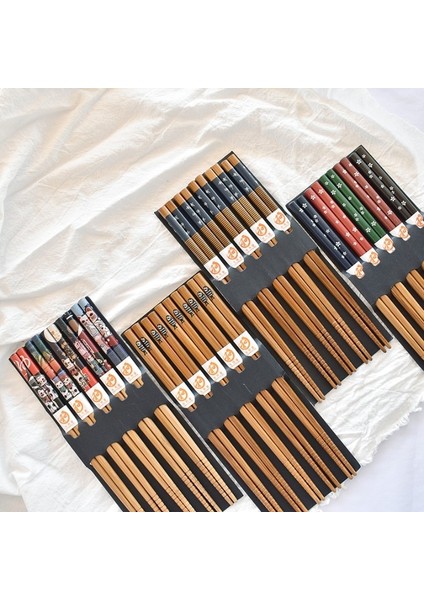 Mavi Beyaz 24 cm 5 Çift Bambu Çubuklar Ev Uzun Çubuklar Aile Sivri Sevimli Kişilik Bambu Kaymaz Set Sofra Çubukları (Yurt Dışından)