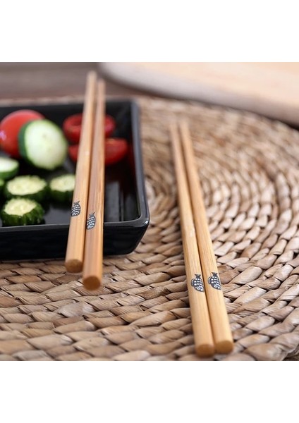 Mavi Beyaz 24 cm 5 Çift Bambu Çubuklar Ev Uzun Çubuklar Aile Sivri Sevimli Kişilik Bambu Kaymaz Set Sofra Çubukları (Yurt Dışından)