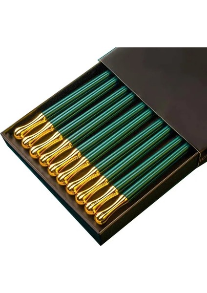 5 Pairs Yeşil Sjb 5 Pairs Çin Japon Çubuklarını Suşi Çubukları Kore Çubuklarını Yeniden Kullanılabilir Alaşım Çubuklarını Mutfak Sofra Aracı Aksesuarları (Yurt Dışından)